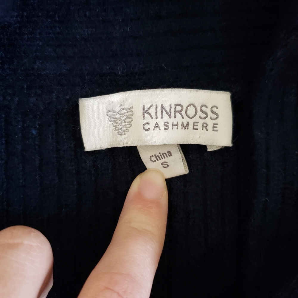 Kinross Cashmere| Popover Short Cap Sleeve Sweater Navy Size Small - Picture 5 of 5